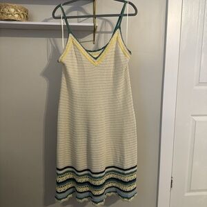 Universal Thread Cream and Green Striped Midi Dress